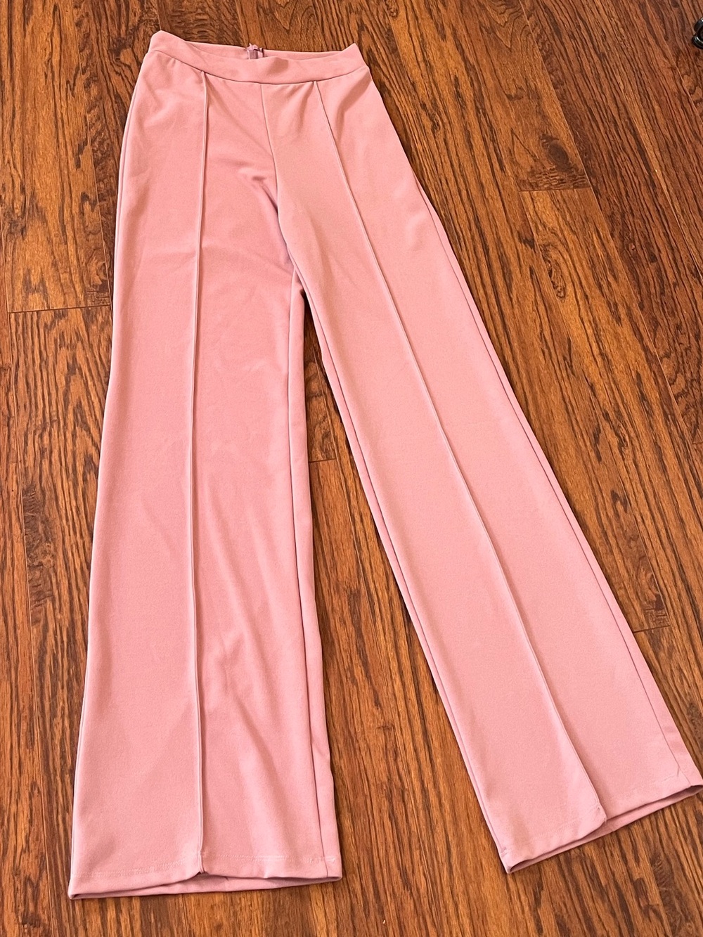 NWOT CANVAS BLUSH PINK WIDE LEG TROUSERS | QUIET LUXURY | OFFICE CORE | SIZE L - Picture 4 of 7